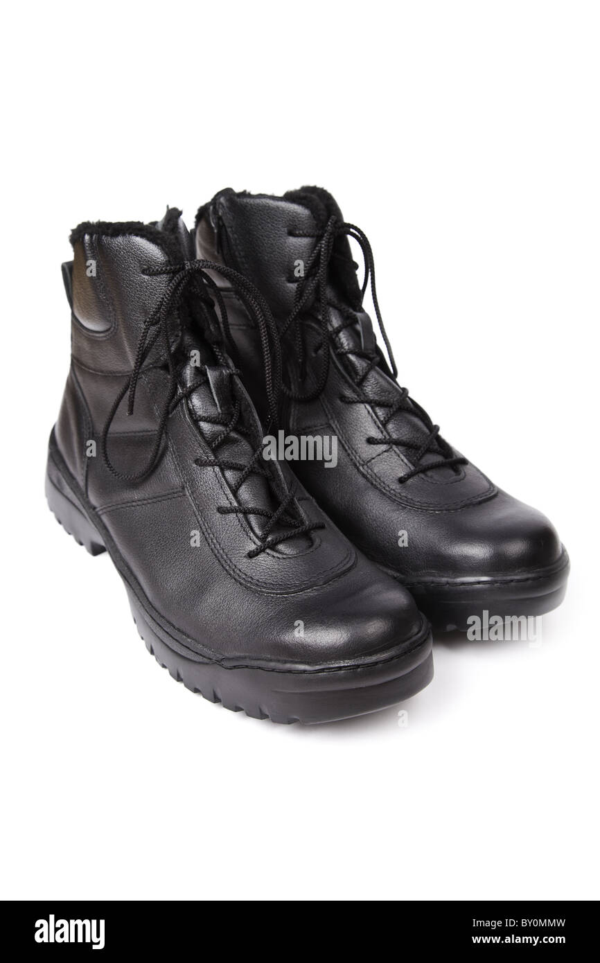 Special forces`s boots isolated on white. Stock Photo